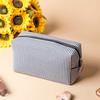 Striped Embroidered Travel Cosmetic Bag Portable Toiletry Organizer for Women Makeup Storage Pouch