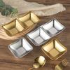 1/2/3 Grids Stainless Steel Seasoning Dish Korean Metal Barbecue Sauce Dipping Dish Plate BBQ Restaurant Kitchen Tableware