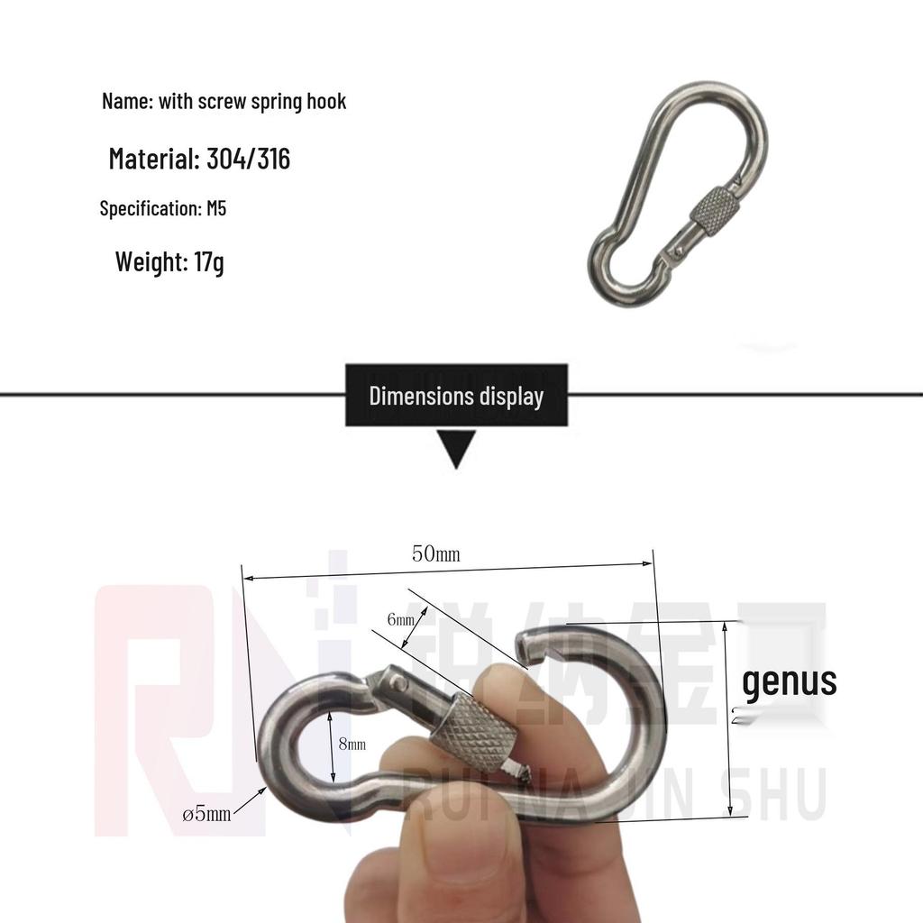 Stainless Steel Screw Spring Carabiner Keychain Safety Buckle