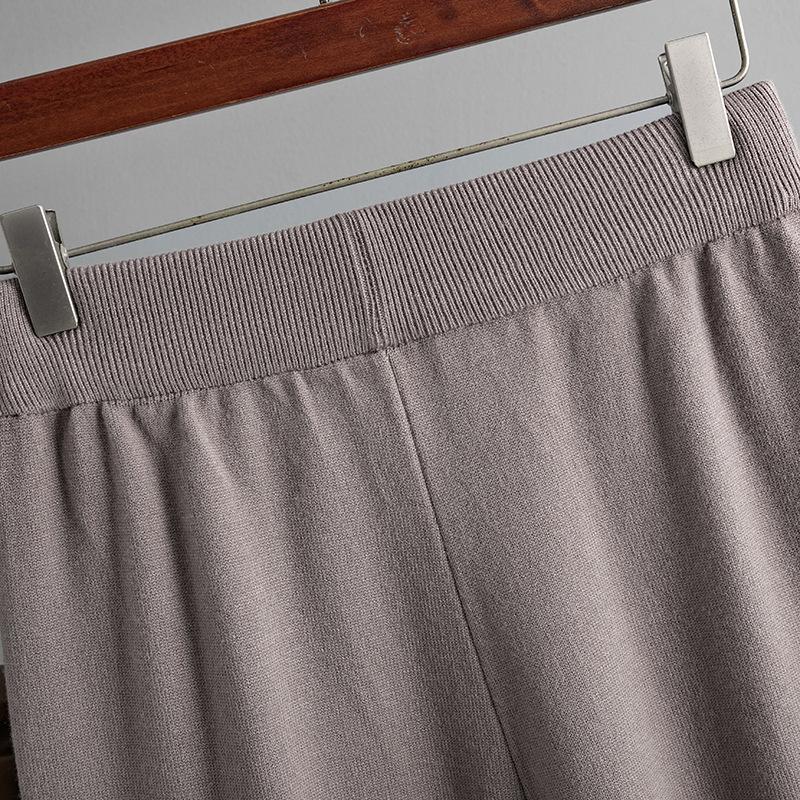 Autumn and Winter Women's Knitted Sweater Set High Neck Solid Color Slit Sweater Loose Casual Long Sleeve Tops Long PantsTwo Piece Set