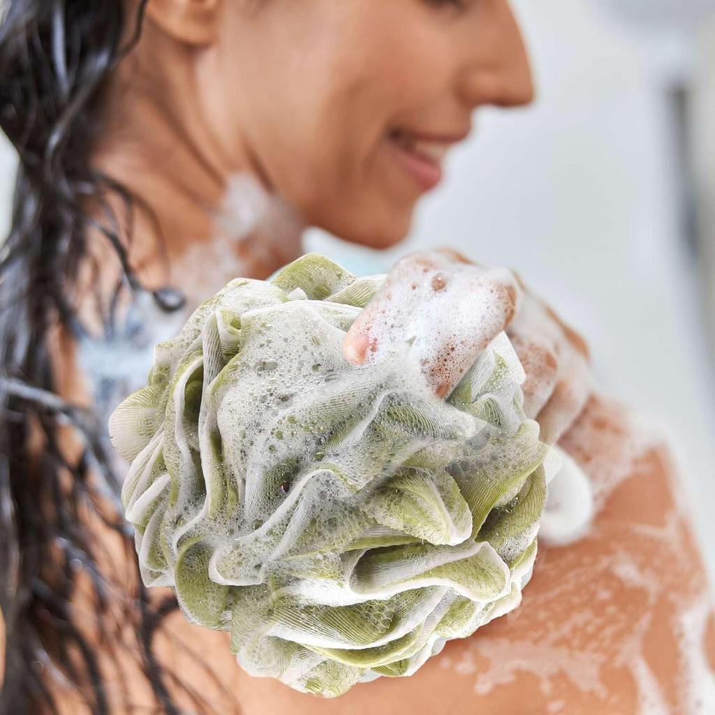 Luffa Sponge Bath Ball Shower Ball Mesh Bath Ball – Lathers easily soft and durable. Suitable for body cleansing unisex bathroom accessory ink blu