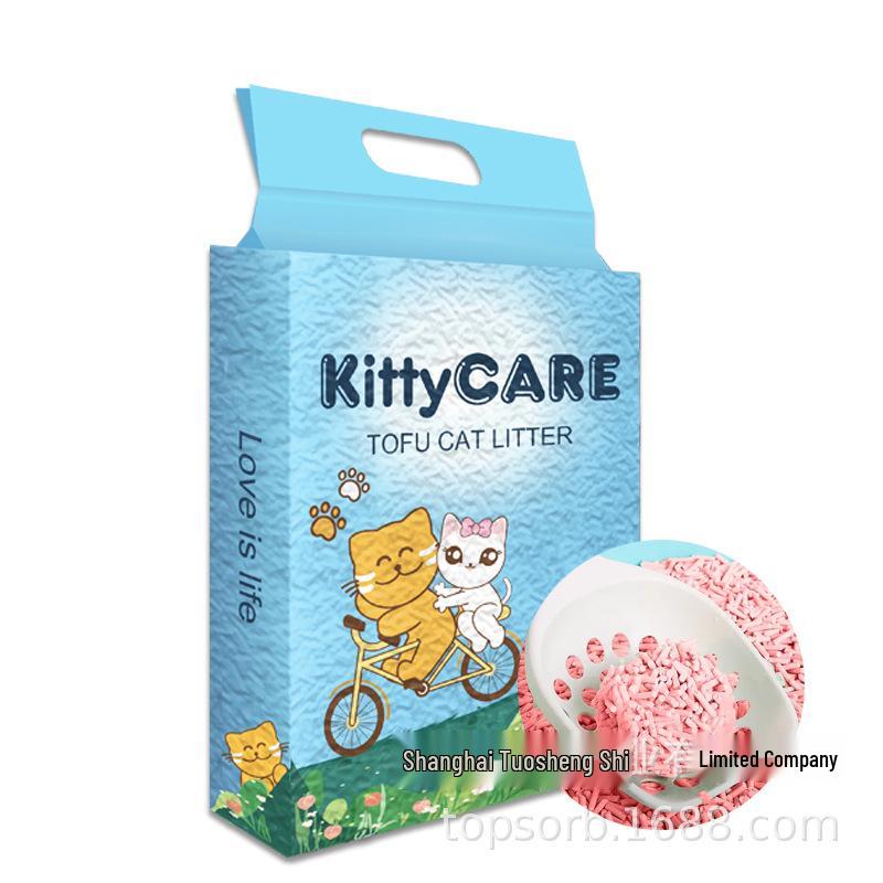 Тофу-наполнитель для кошачьего туалета Kittycare: Высокая впитываемость, Дезодорирующий, Смываемый в унитаз, Без пыли, Разные ароматы