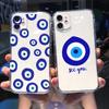 Турецкий Счастливый Синий Сглаз Абстрактный Чехол для Телефона Прозрачный для IPhone 11 12 14 7 15 13 Pro X Max XR Plus Мягкий Ударопрочный Чехол