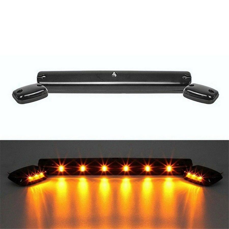For Chevy GMC 2500HD 3500HD 07+ Full Amber LED Cab Roof Marker Light Assembly 3x