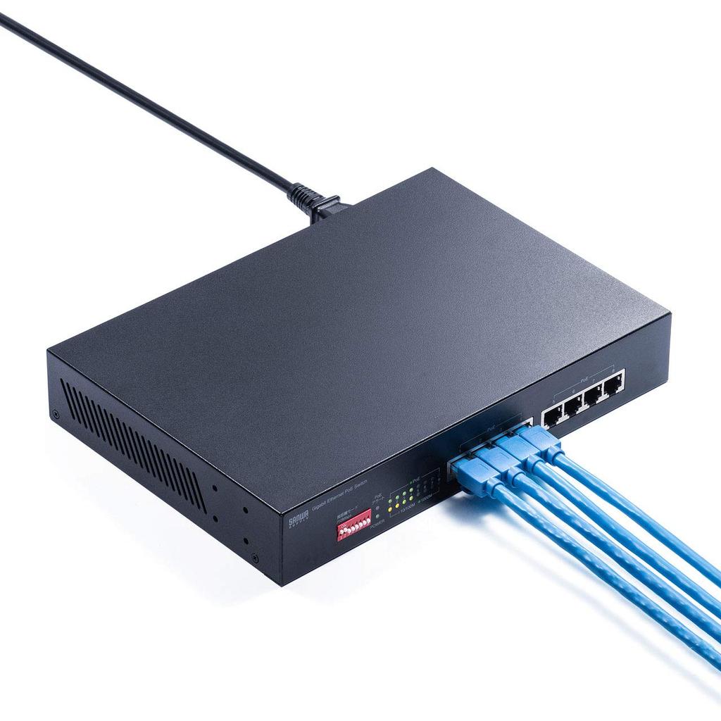 SANWA SUPPLY PoE-коммутатор с поддержкой передачи на большие расстояния / Гигабитный (8 портов) LAN-GIGAPOE81