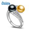 LSOOYH кольца с натуральным пресноводным двойным жемчугом для женщин, модное регулируемое роскошное кольцо с кубическим цирконием
