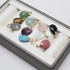 2PCS Faceted Design Gemstone Pendant Diamond Cut Faceted Crystal Pendant  For Earring Craft