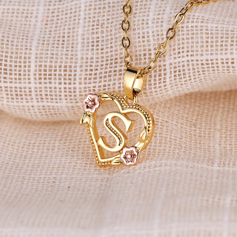 AZ буквы золотого цвета цветок инициалы ожерелье для женщин девушка сердце письмо колье ожерелье лучшие подарки алфавит ювелирные изделия