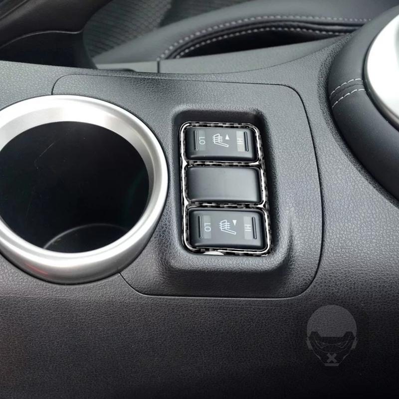 For Nissan 370Z Z34 2009-2024 Car Accessories Carbon Fiber Gear Shift Headlight Button Panel Cover Trim Sticker Modification