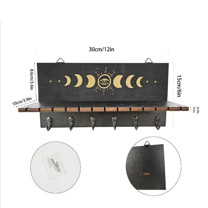 Деревянная полка для демонстрации кристаллов Настенный подсвечник Стенд для демонстрации целебных камней и кулонов Настольные украшения
