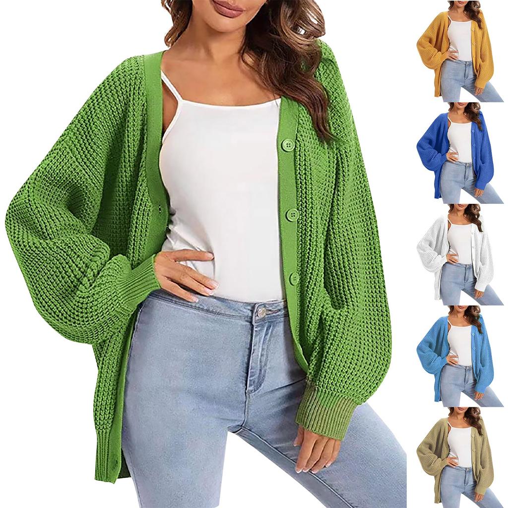 Women's Cardigan Sweater Button-Down Long Sleeve Oversized Knit Cardigans