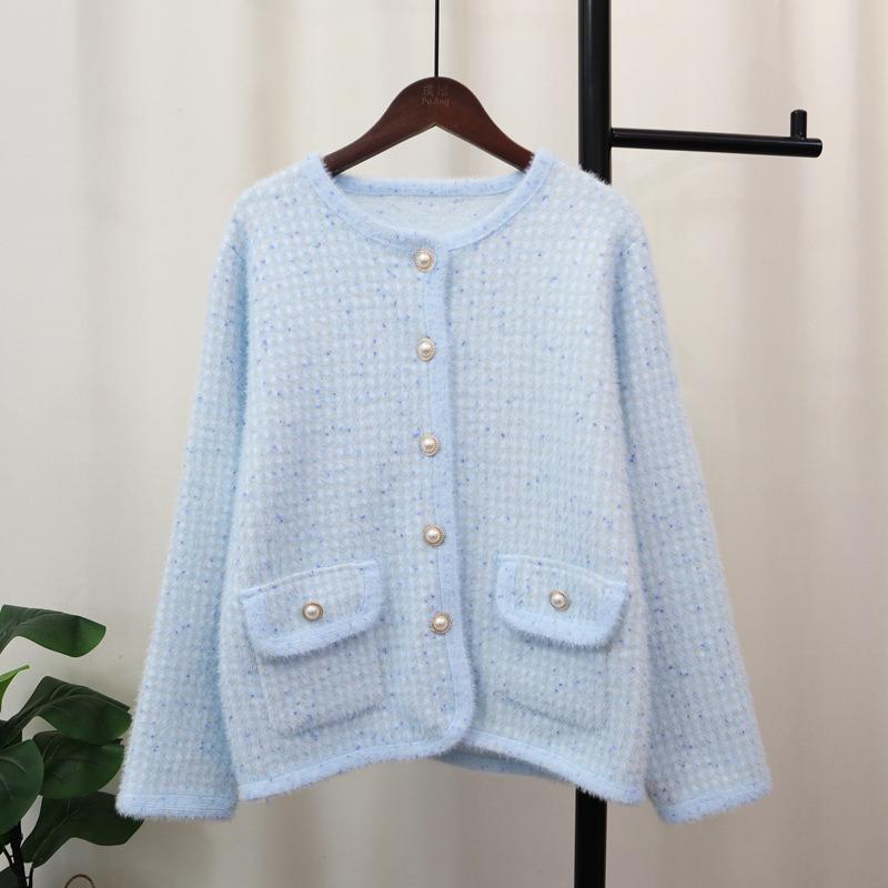 Вязаный кардиган из искусственного норкового бархата, новый осенне-зимний, свободный, мягкий, с восковым характером, куртка-свитер для женщин