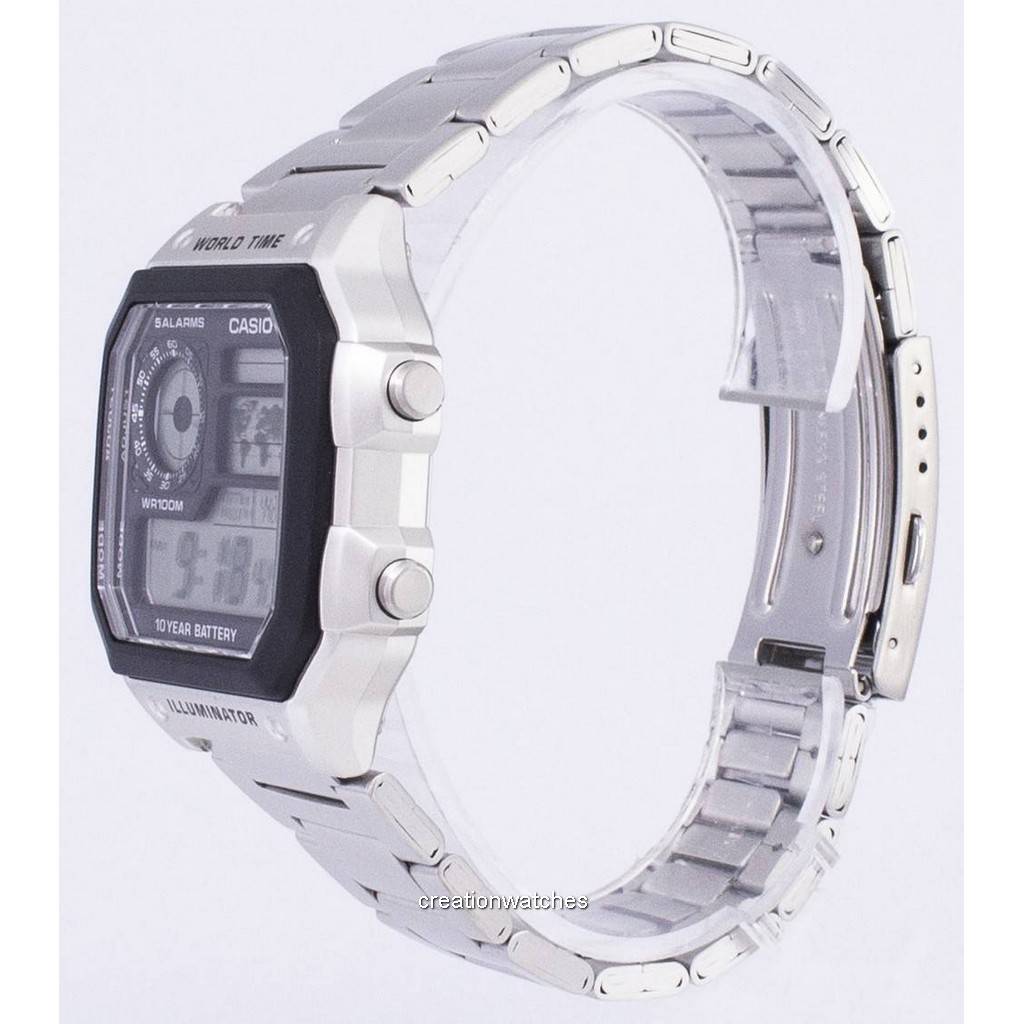 Casio Цифровые мировое время WR100M AE-1200WHD-1AVDF AE-1200WHD-1AV Мужские часы