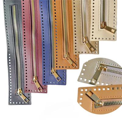 27см ПУ Ремешок Молния Золотистый Металл DIY Вязание Крючком Аксессуары для Сумок Ручной Работы