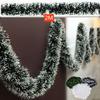 Christmas Dark Green White Ribbon Garland Hanging String Decoration