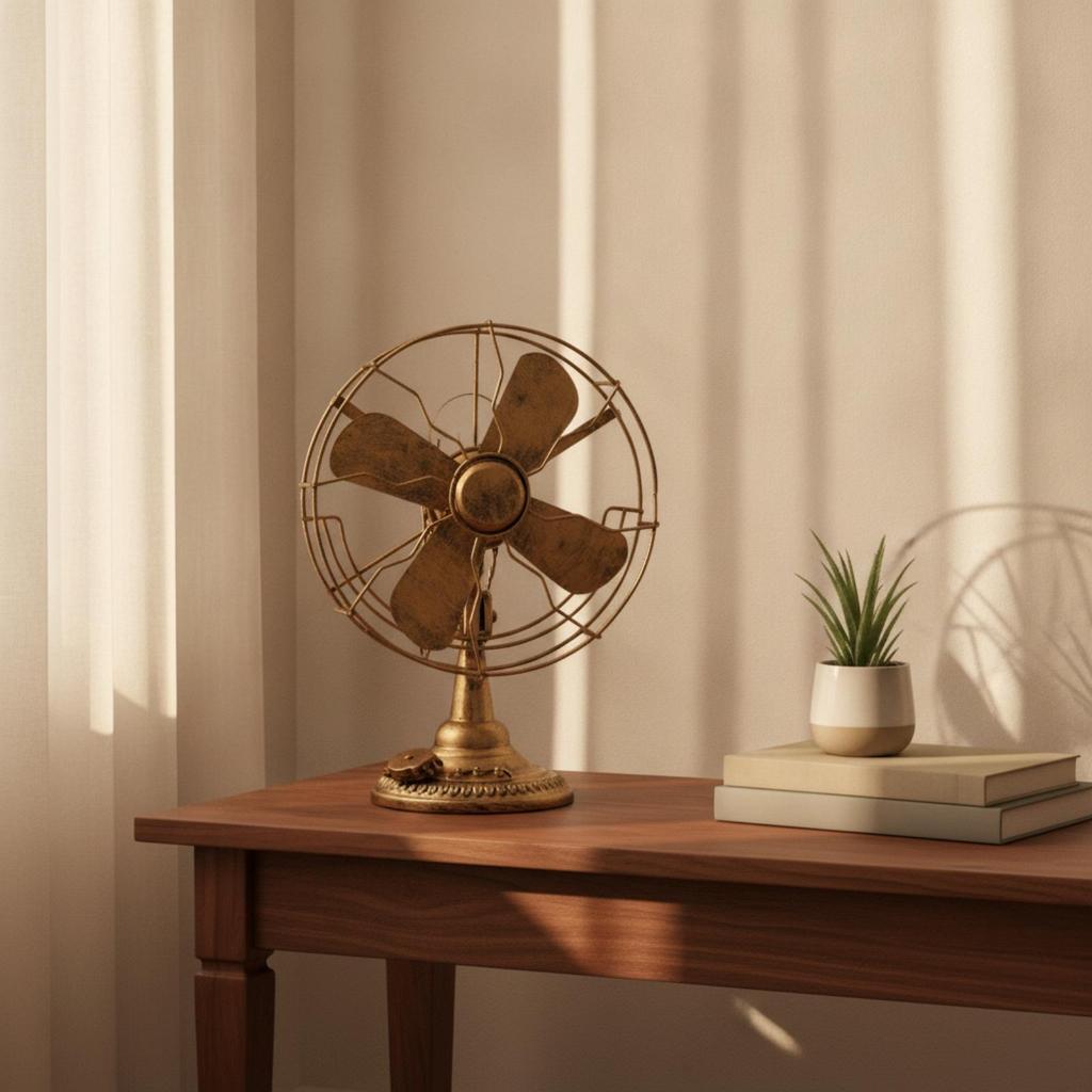 Retro Table Fan Model Antique-Style Metal Industrial for