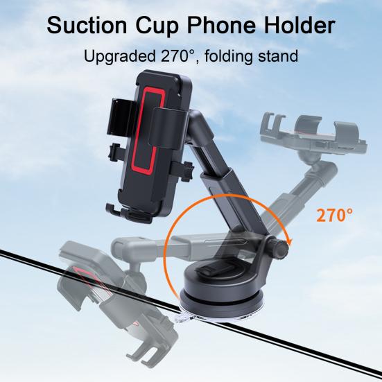 Yousheng Universal Car Phone Mount Super Suction Cup Telescopic Design Handsfree Dashboard Windshield Phone Holder Stand