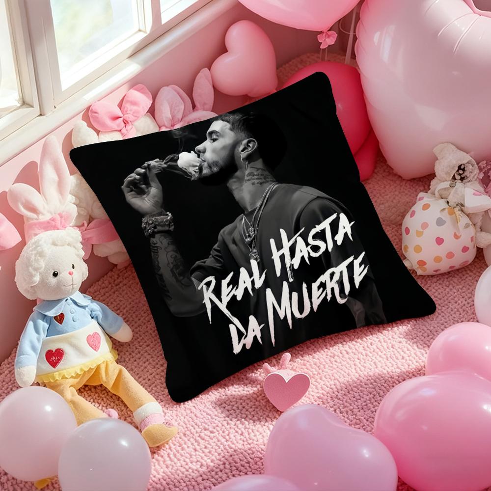 A-Anuel AA Real Hasta La Muerte Cushion Cover Pattern Printed Pillowcase for Living Room Sofa Cushion Cover & Bedroom Decor