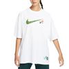 Nike Спортивная одежда Swoosh с мультяшным принтом, свободная футболка с круглым вырезом, женские топы, белые FN3711-100