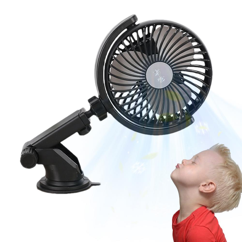 USB автомобильный вентилятор Перезаряжаемый вентилятор Портативный Перезаряжаемый Мощный 3 скорости Присоска 360 Регулируемый Вентиляция Циркуляция воздуха Для