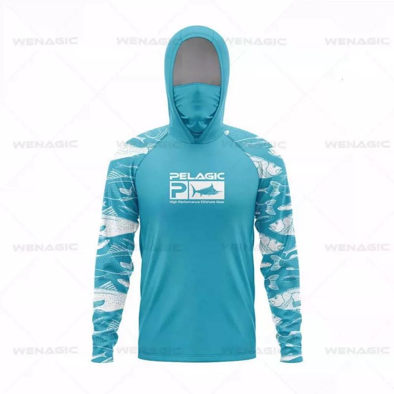 Men Women UV Protection Fishing Shirt Long Sleeve Quick Dry Hooded Sun Hat Cover UPF 50 Summer Outdoor Sport