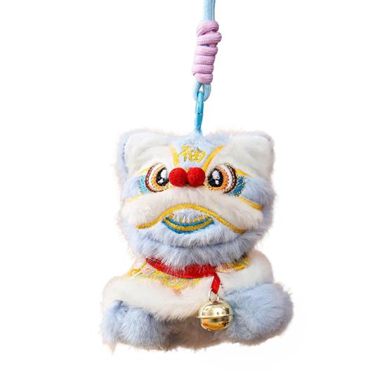 Plush Lion Dance Keychain Chinese Style Cartoon Animal Pendant Traditional Lion Dance Bag Charm New Year Gifts for Women Girls