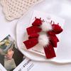 2Pcs Red Bow Bow Hair Clips White Pompom Pompom Barrettes New Ponytail Holder  Girls Kids
