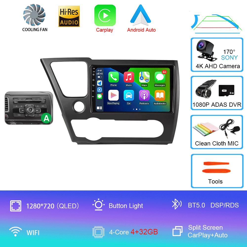 Автомагнитола Android 14 Для Honda Civic 9 9-го поколения США Седан Купе Мультимедийный плеер Видео Carplay DSP GPS Без 2din DVD Головное устройство