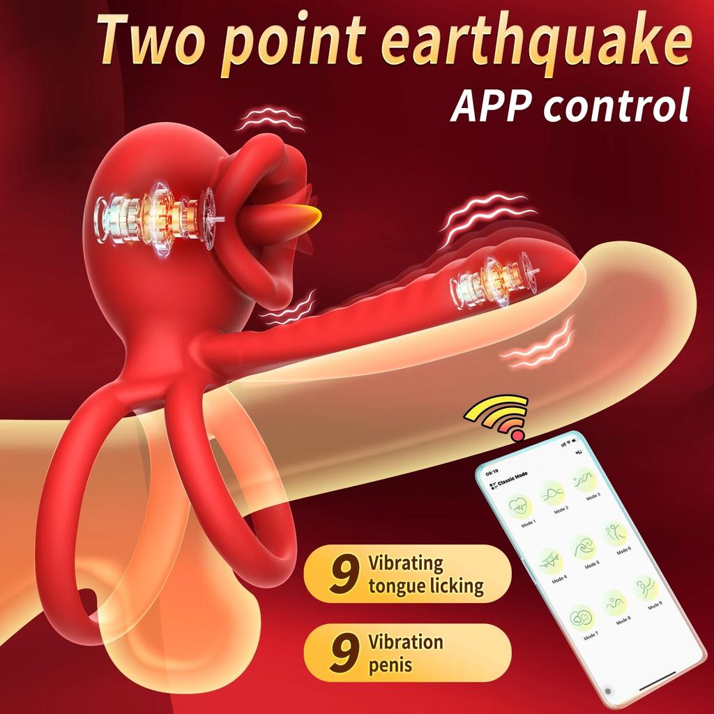 APP Remote Control 9 Modes Vibrating Sperm Lock Ring Delays Ejaculation and Enhances Erection Cock Ring Penis Enlargement Sleeve