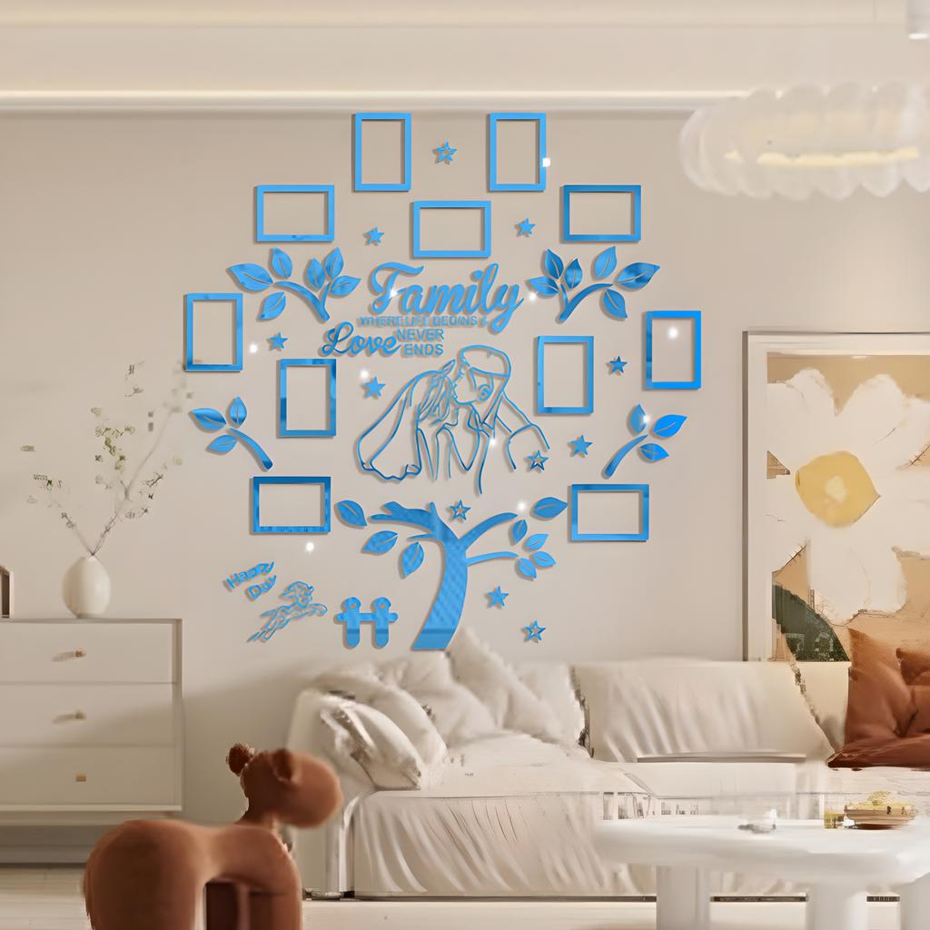 Wedding Couple Acrylic Family Photo Tree Wall Stickers for Living Room DIY Photo Frame Decal Art Tree Home Decorative 125x120cm