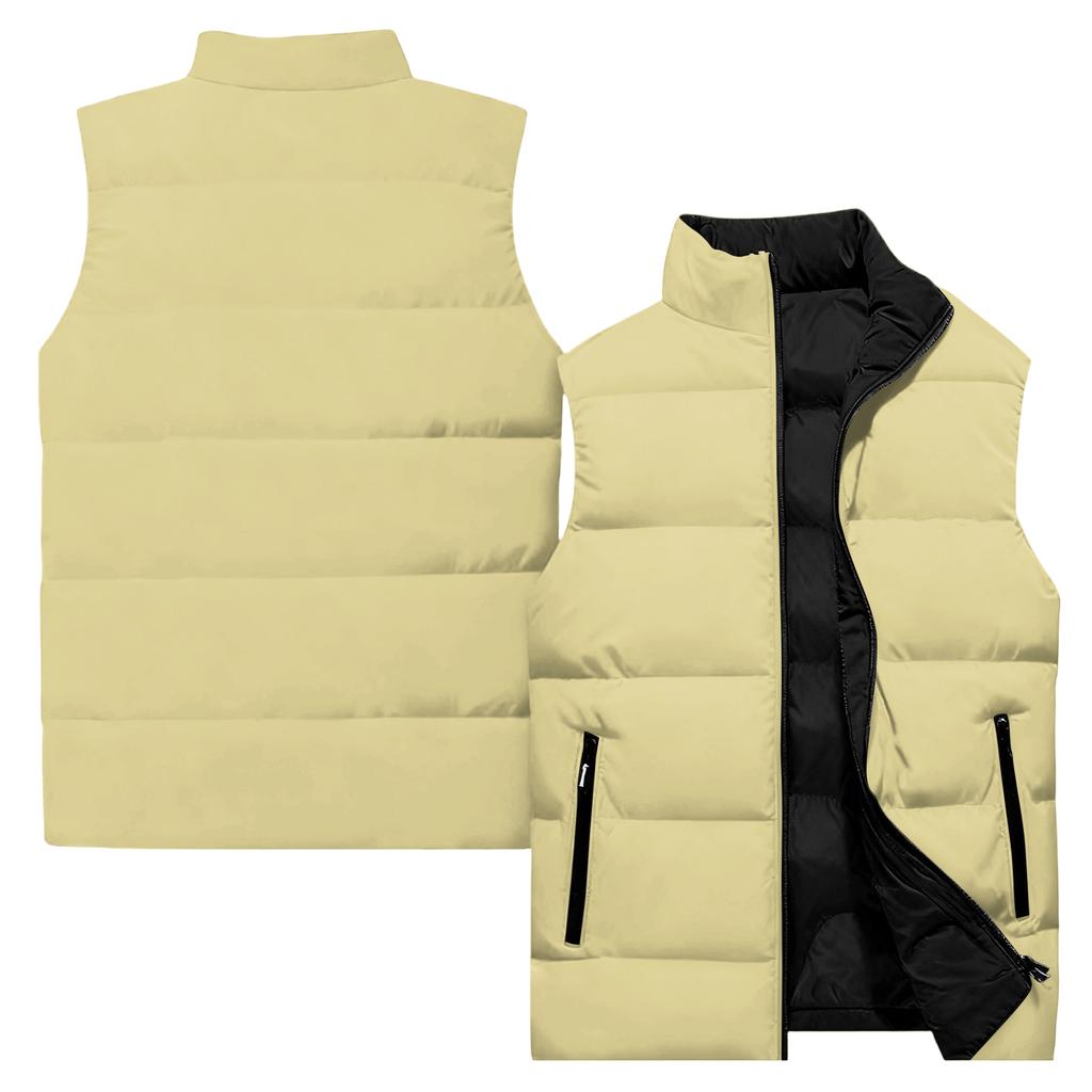 Men's Casual And Fashionable Sleeveless Vest, Solid-color Printed Cotton Jacket