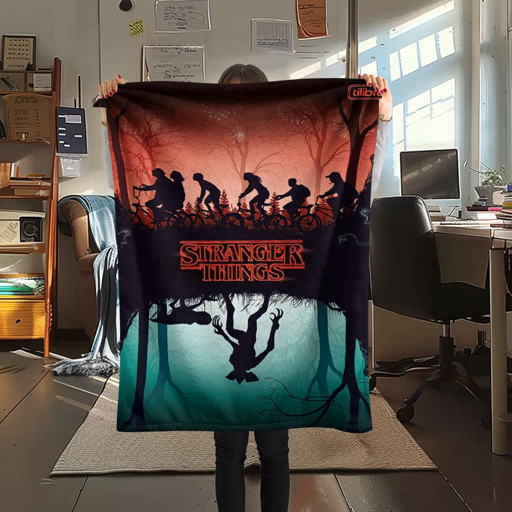 Stranger Things Scifi Horror Poster Blanket Suitable For All Seasons Home Decor Office Rest Blanket Christmas Gifts Machine Washable