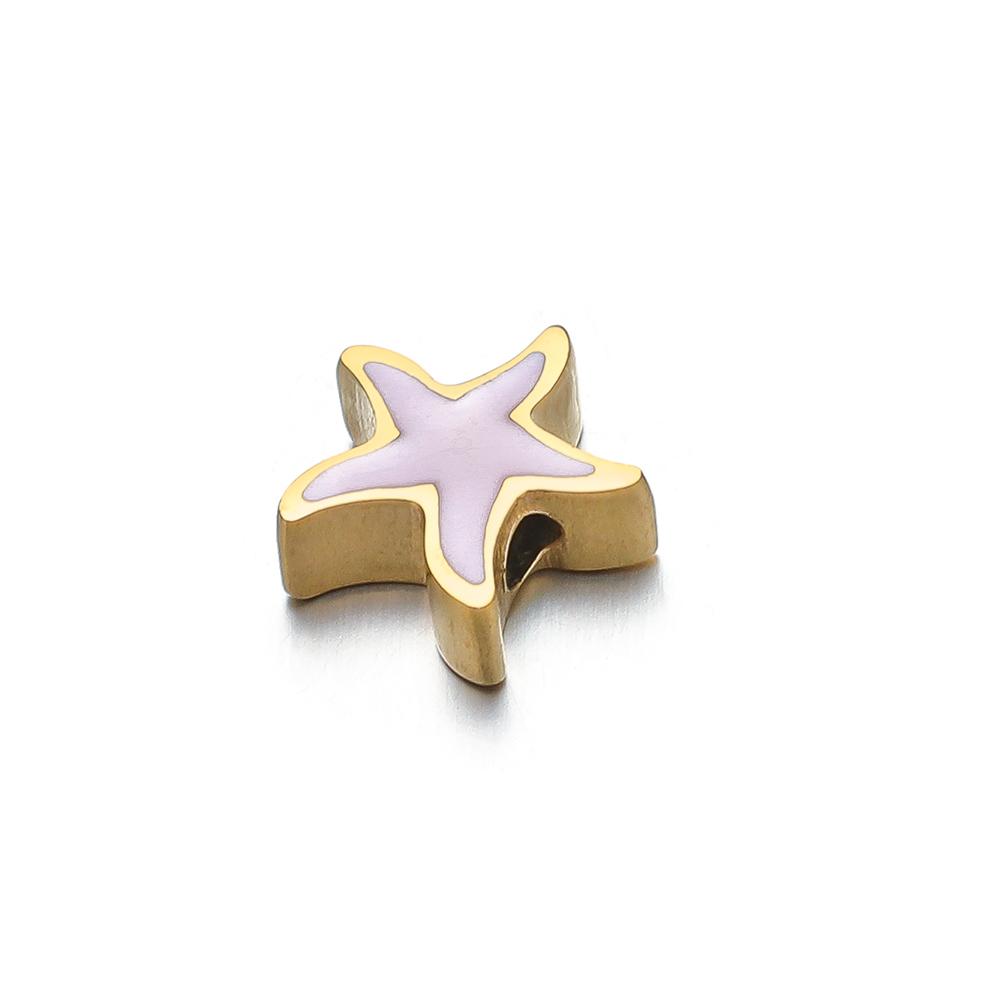5Pcs 10mm Stainless Steel Morandi Color Enamel Starfish Beads Star Charm DIY Jewelry Making Summer Woven Bracelet Girls Findings