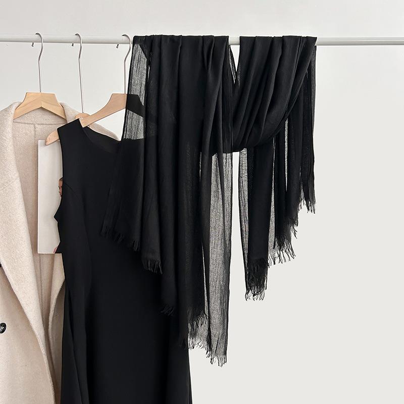 Cotton and Linen Scarf, Fashion, Literary Style, Solid Color, Linen Scarf, Women's Air-conditioned Room, Shawl, and Sunscreen Silk Scarf Outside.