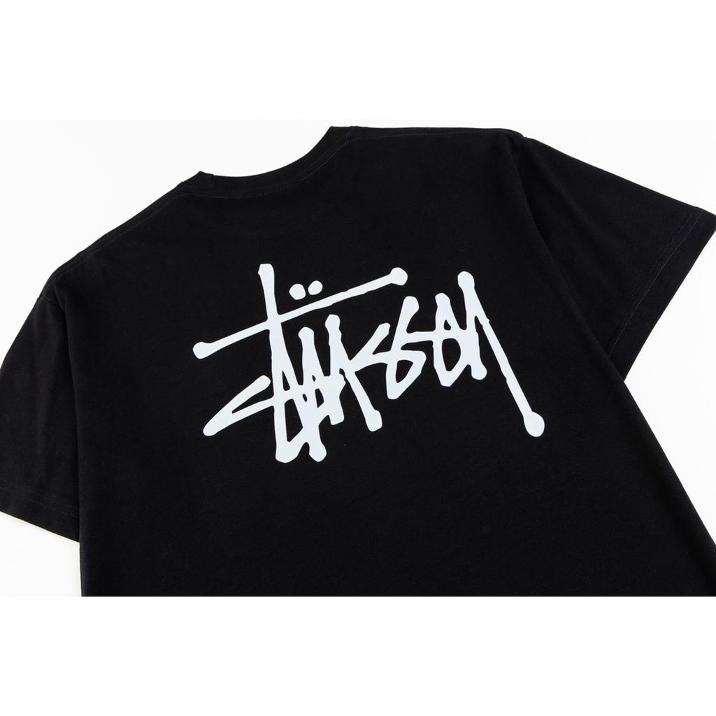 Stussy Летняя новая футболка с круглым вырезом из высококачественного хлопка 2025 года для мужчин и женщин, классическая футболка с буквенным принтом для пар