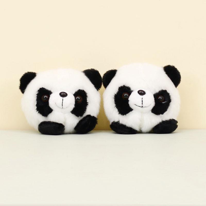 Cute Panda Plush Keychain Charming Couple Bag Ornament Short Plush Toy Gift