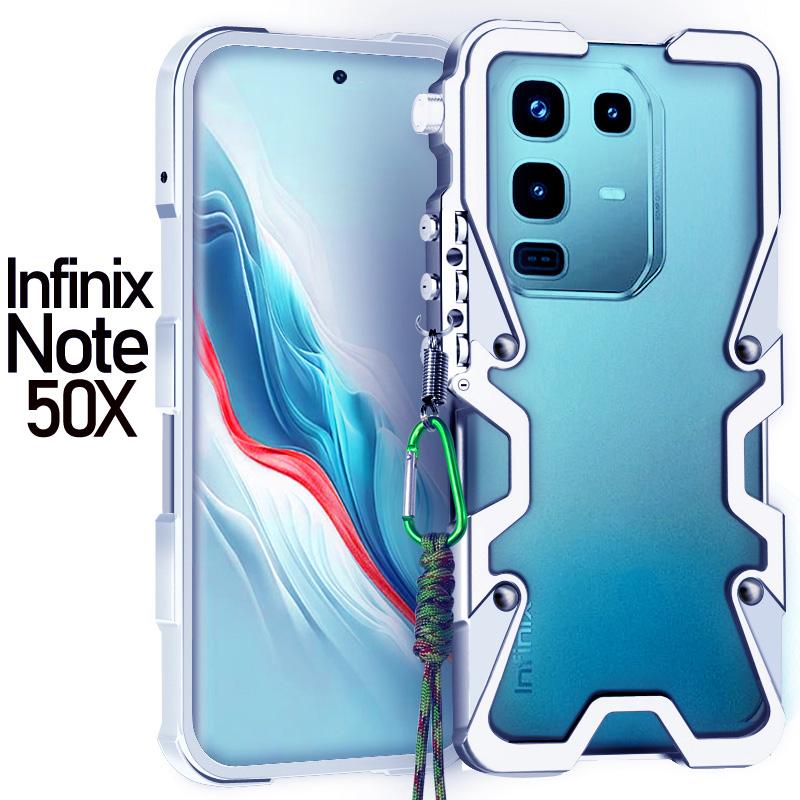 Luxury Metal Aluminium Bumper Armor Screw Case for Infinix Note 50 Pro 4G/Note 50 4G/note 50X 5G/50S 5G Protective Lanyard Cover