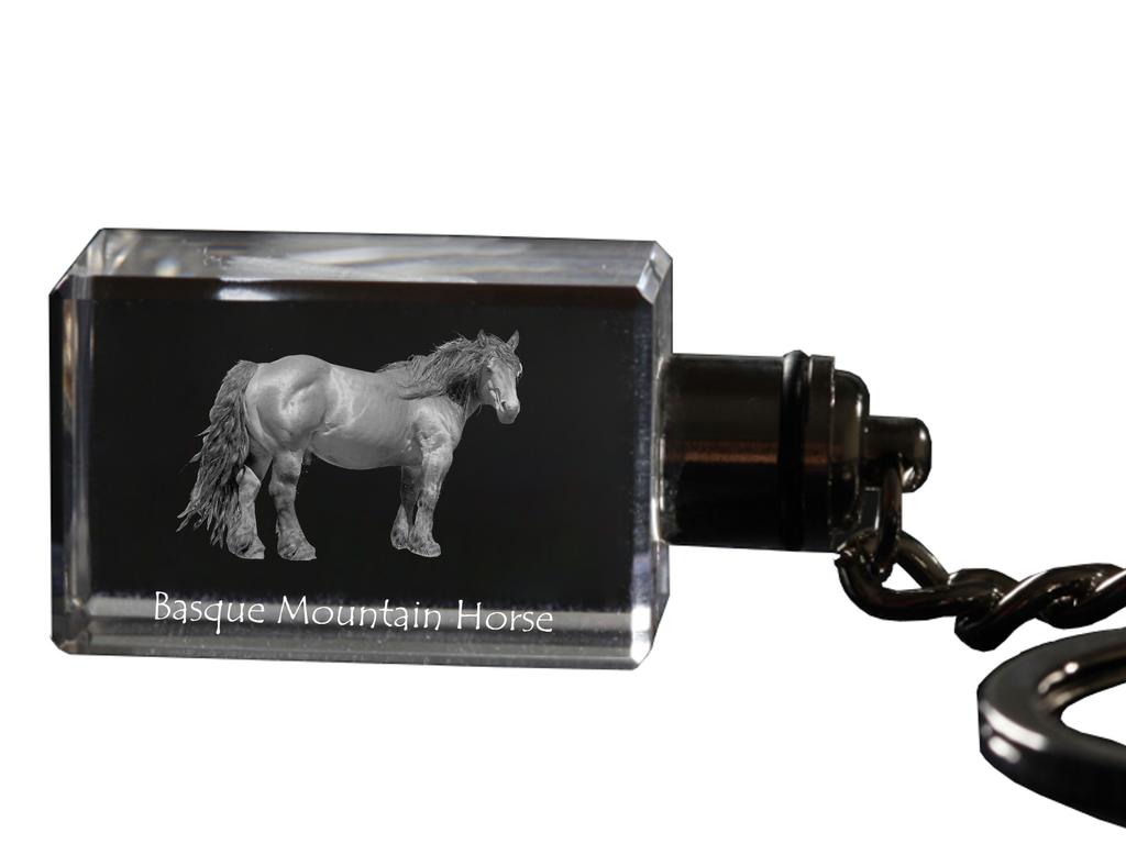 Basque Mountain Horse - Crystal Pendant with Photo of a Horse, Illuminated Pendant, Unique Gift by Art-Dog Brand