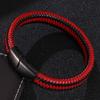 Trendy Men Jewelry Red Black Braided Leather Rope Bracelet Buckle Bracelets Punk Men Wrist Band