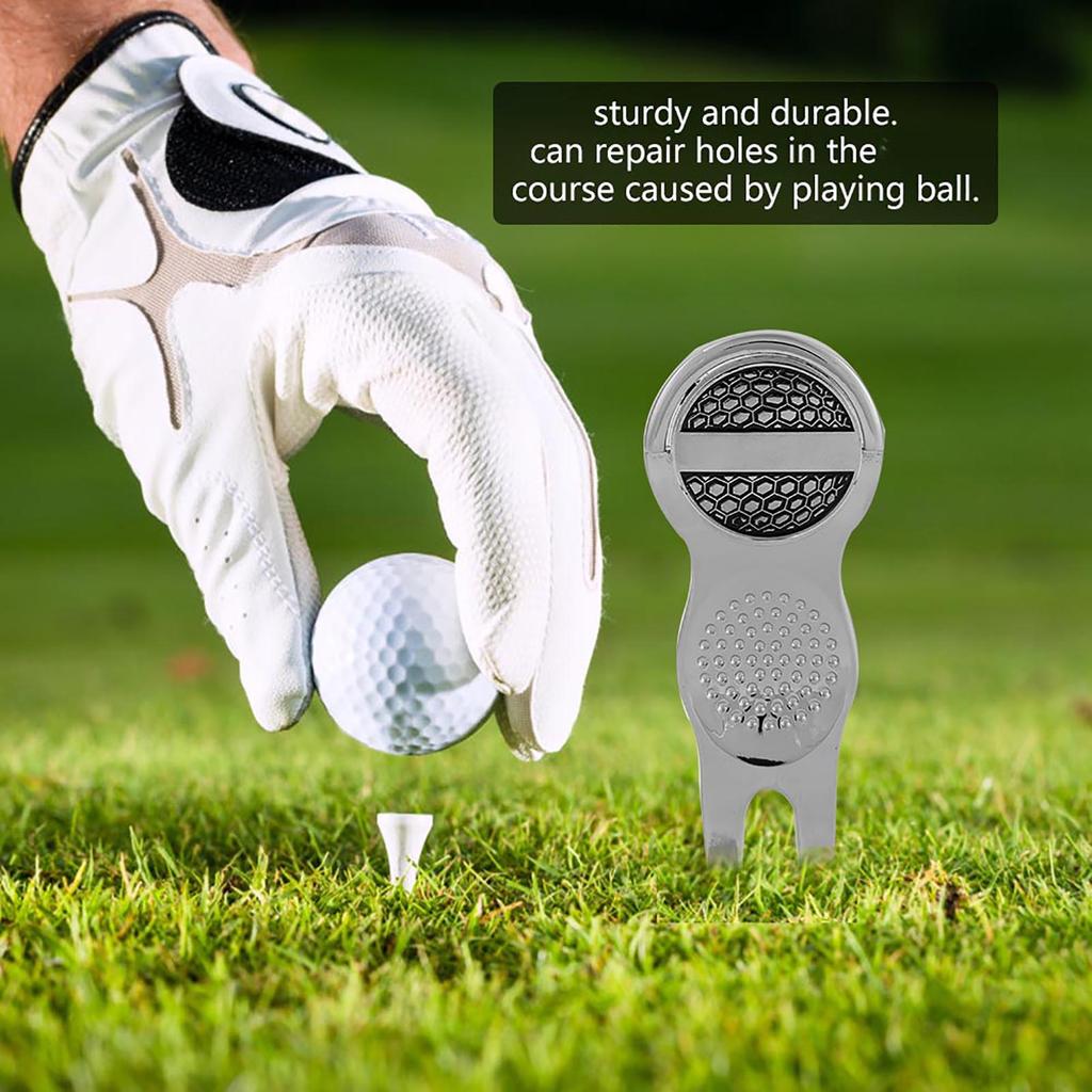 Портативный металлический инструмент для ремонта ямок для гольфа, вилка для паттинг-грина с маркером для мячей для гольфа(ГОЛЬФ)