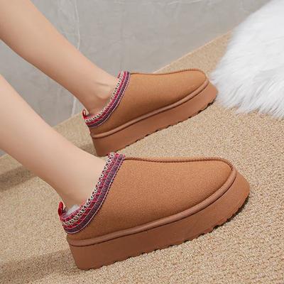 Брендовые меховые короткие плюшевые теплые тапочки на плоской подошве, туфли на платформе, замшевые ботинки, ботильоны для зимы, женские зимние ботильоны для женщин