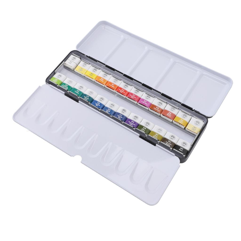 Watercolor Paint Set Portable Iron Box Solid Professional Watercolor Kit for Artists Students 24