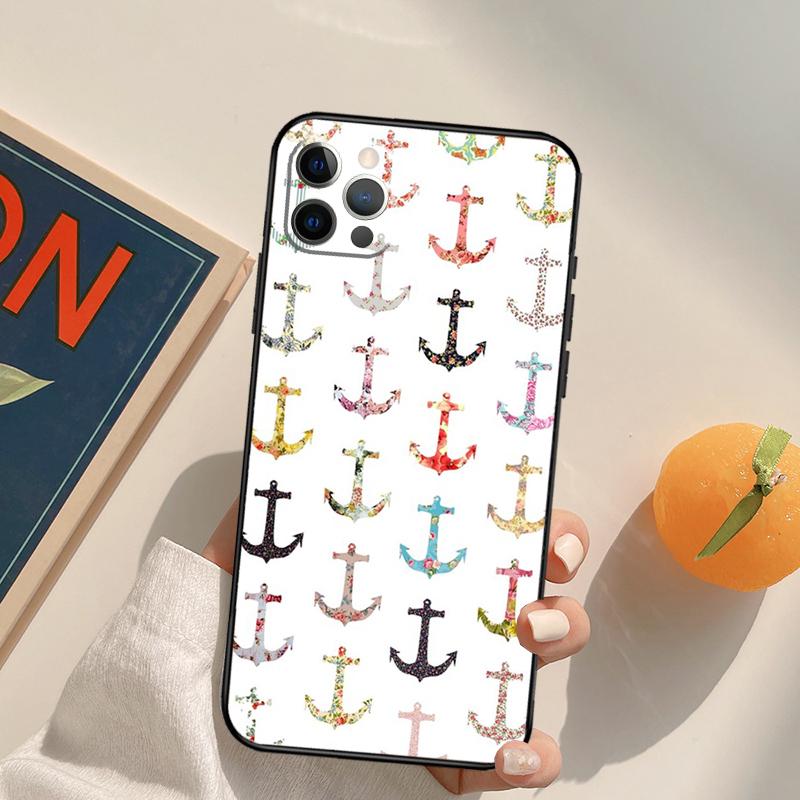 Полоски Якорь Лодка Корабль Чехол Funda Для iPhone 16 15 14 Pro Max 11 12 13 Pro Max Mini XR 16 15 Plus 16e Чехол для Телефона