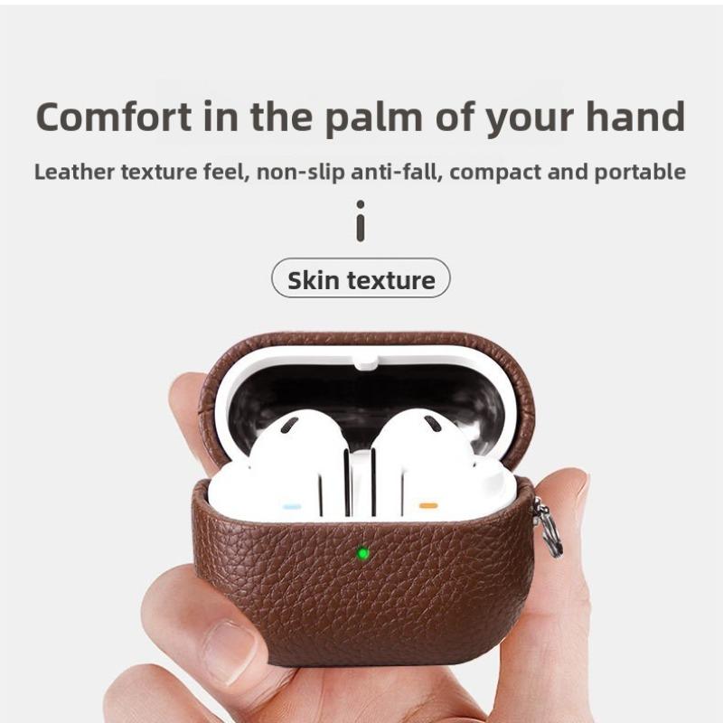 Применимо к защитному чехлу для Bluetooth-гарнитуры Buds3, однотонный чехол из искусственной кожи с рисунком личи, жесткий чехол, защитный чехол для гарнитуры с защитой от падений