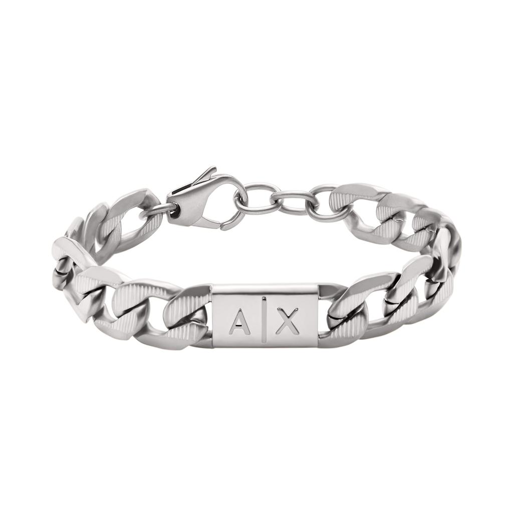 A|X Armani Exchange Серебряный Браслет-Цепочка для Мужчин, Один Размер, Нержавеющая Сталь, Без Камней