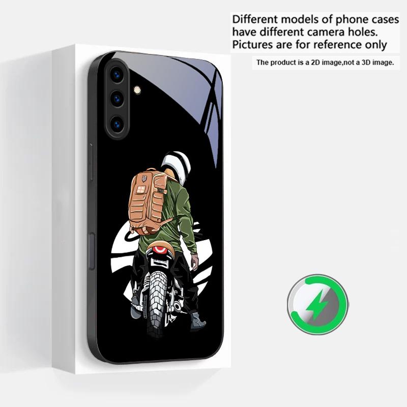 Карта мотоцикла Уличный мотоцикл Подходит для Samsung Galaxy S25 Ultra S20 FE S21 S22+ S23 Plus S24 S26 Edge Магнетизм Стекло Чехол для телефона