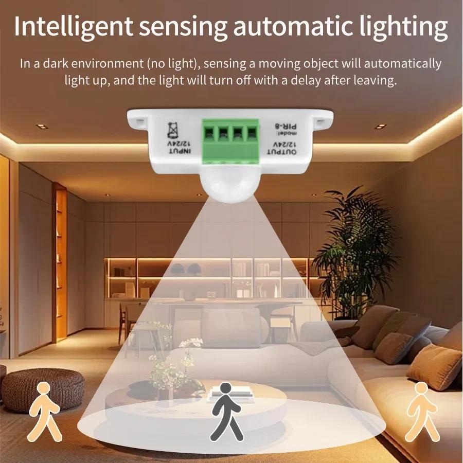 DC 12V 24V 8A PIR Motion Sensor Switch Movement Sensor IR Infrared Detector Light Switch Automatic Module for LED Strip Light