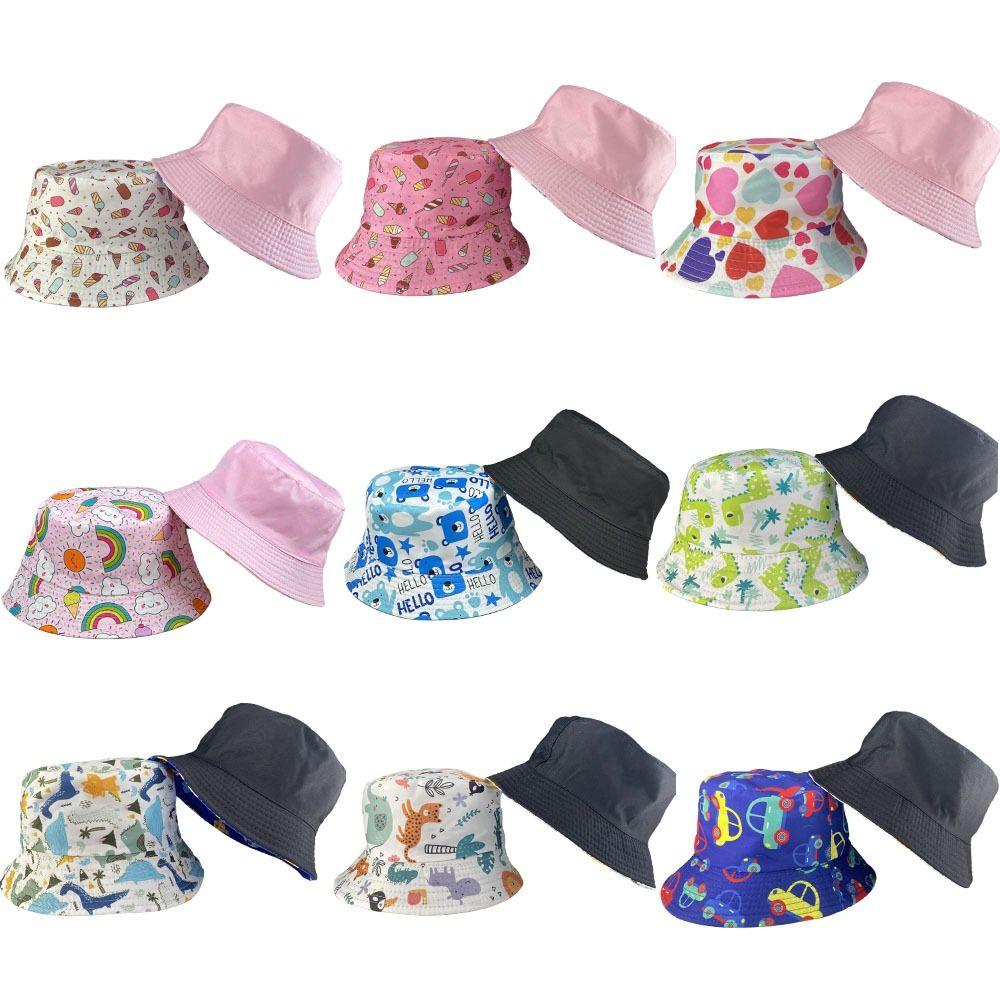 Thin Baby Bucket Hat Cartoon Print Outdoor Kid Sun Hat Summer Fisherman Cap