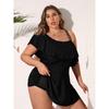 2025 Black Tankini Swimwear Women Plus Size Two Pieces Swimsuit Ladies Big One Shoulder Ruffle Tankini Bathing Suit