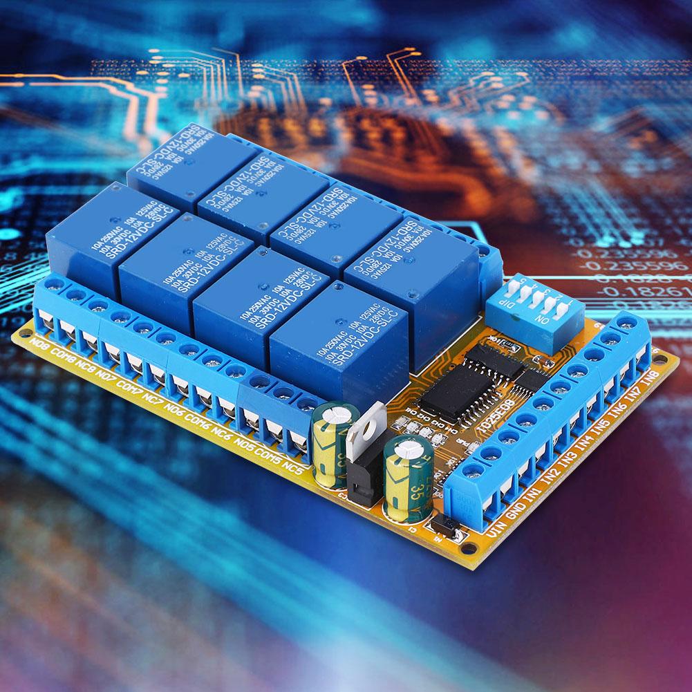 Relay Module IO25E08 Multifunctional 8 Channel Self Locking Interlock Power Conditioner 5v 12v 24V(12V )